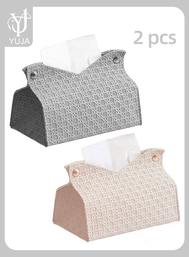 YUJA 2Pcs Modern Tissue Box, Decorative Paper Box, Napkin Holder, Tissue Box Dispenser Box for Facial Tissue, Napkins, Dryer Sheets, Facial Tissue Holder for Bathroom, Countertop, Kitchen, Bedroom Dresser and Office Room - Image 1