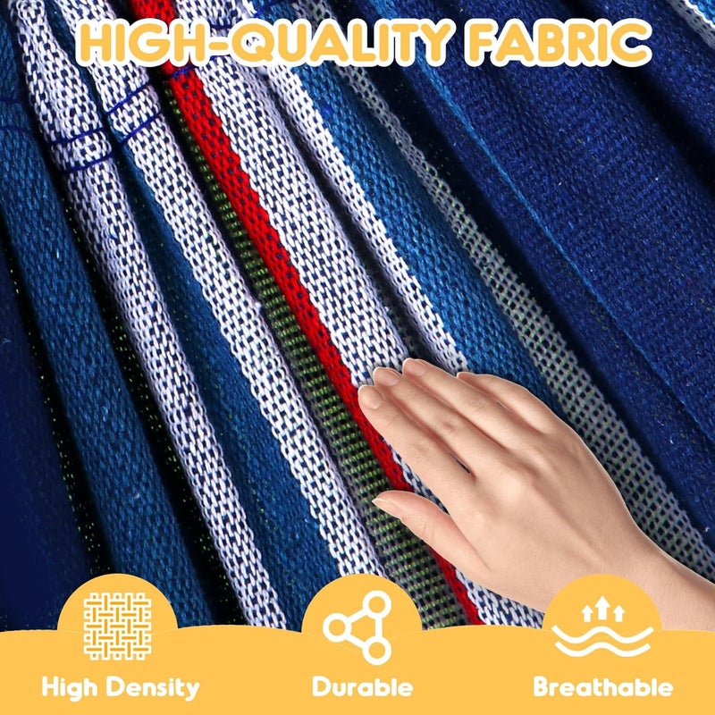Anyoo Cotton Hammock Portable Camping Hammocks for Hanging Sturdy Garden Comfortable Fabric Hammock with Tree Straps Up to 660lbs with Travel Bag for Camping Outdoor/Indoor Patio Backyard - Image 3