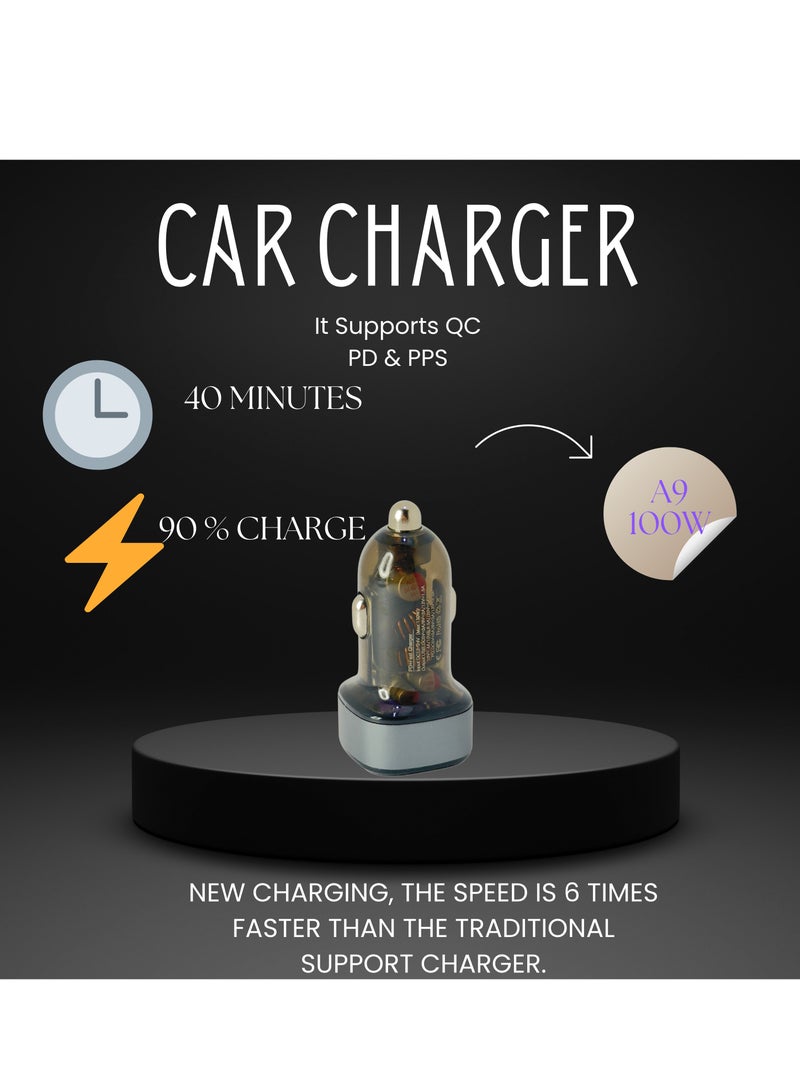 Car Charger 100W 9A 2-Ports Compact Fast Charger  - Image 5