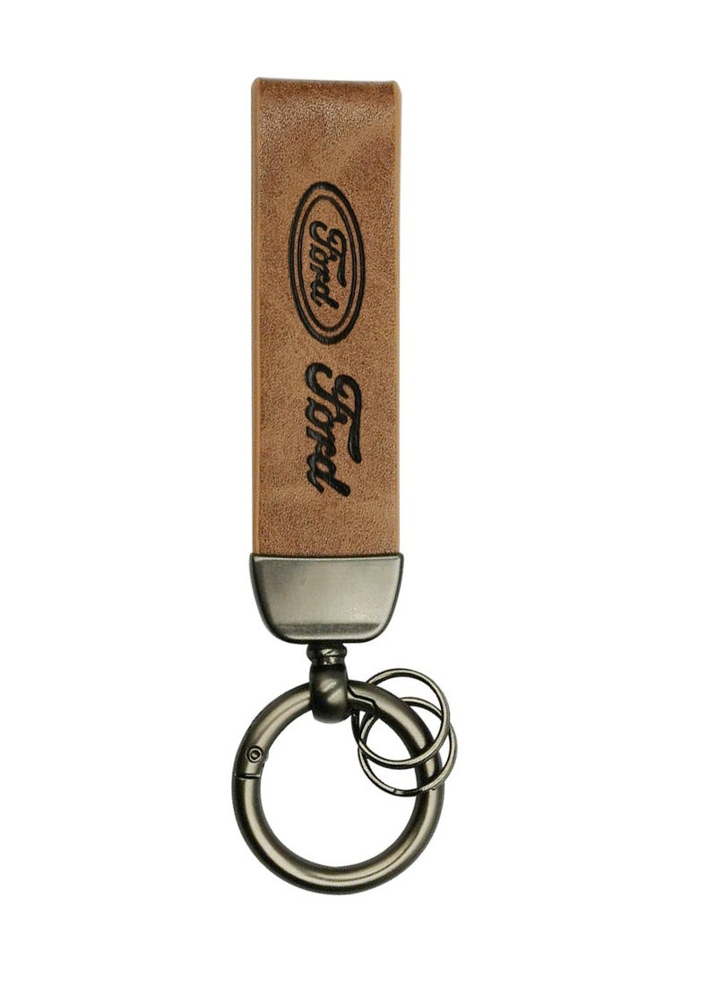 FORD Official Leather Strap Keychain, Metal Finish Car Key Chain - Image 3