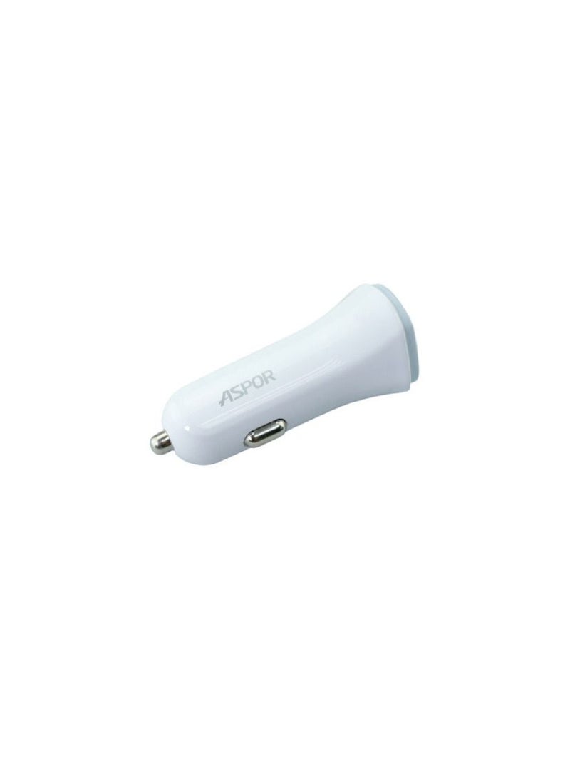 Aspor A903 3.4A 2 USB car charger-with light Plus Micro cable - White  - Image 1