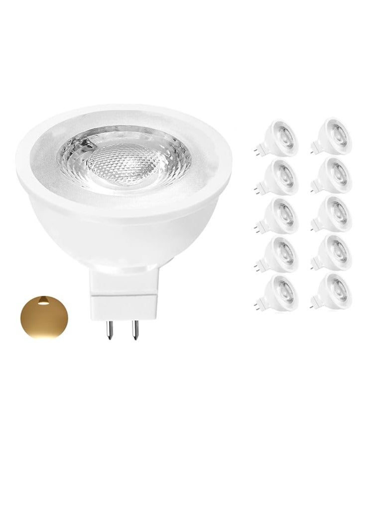 إسنكو مجموعة من 10 لمبات LED MR16 غير قابلة للتعتيم، قاعدة GU5.3 ثنائية السنون، 7 وات (ما يعادل 70 وات) 3000 كلفن أبيض دافئ (أصفر) للمصابيح الكاشفة، والمصابيح المجوفة، والمصابيح المتعقبة - Image 1
