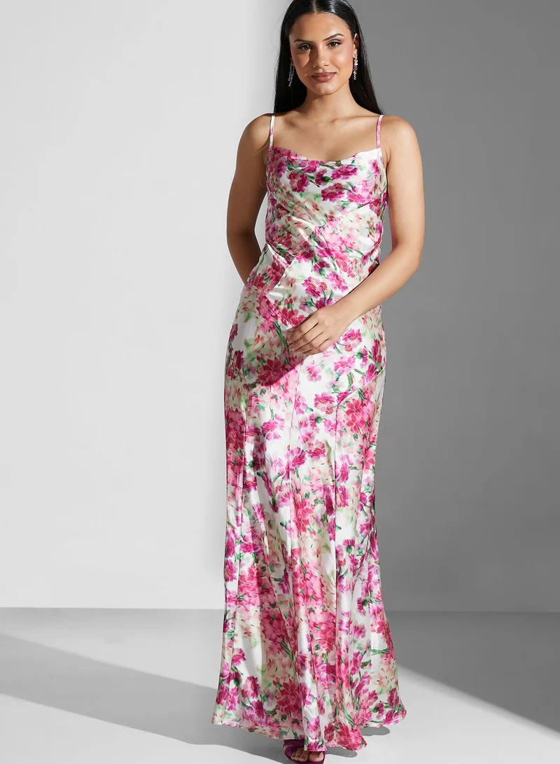 Hope & Ivy Cowl Neck Floral Print Cami Dress