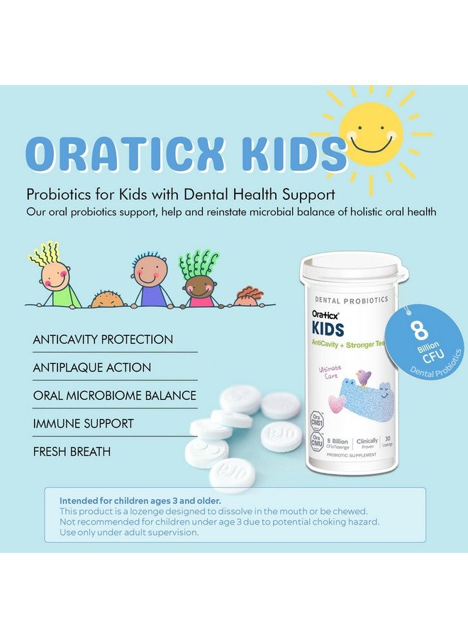 OraTicx Kids Dental Probiotics for Anti-Cavity + Healthy Teeth and Gums, 8 Billion CFU Probiotics for Oral Health, Yogurt Flavor 1-PK - Image 3