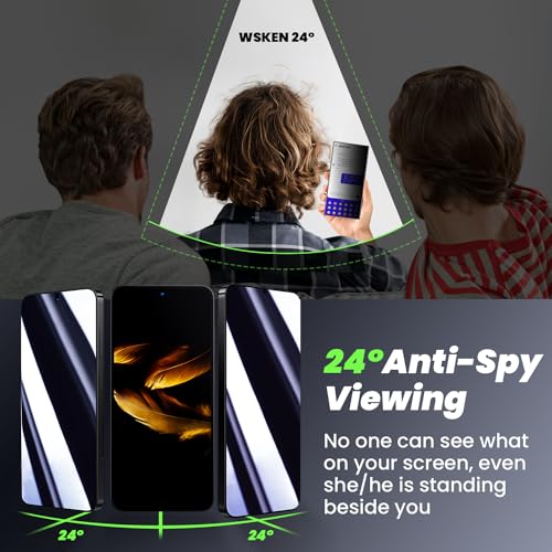 WSKEN for Samsung Galaxy S24 Plus/S24+ (6.7 Inch) Privacy Screen Protector Tempered Glass [24° Anti-Spy] [Zero Bubble] [Auto Dust-Remove] [Support Fingerprint Unlock] Anti Glare HD 9H - 2 Pack - Image 2