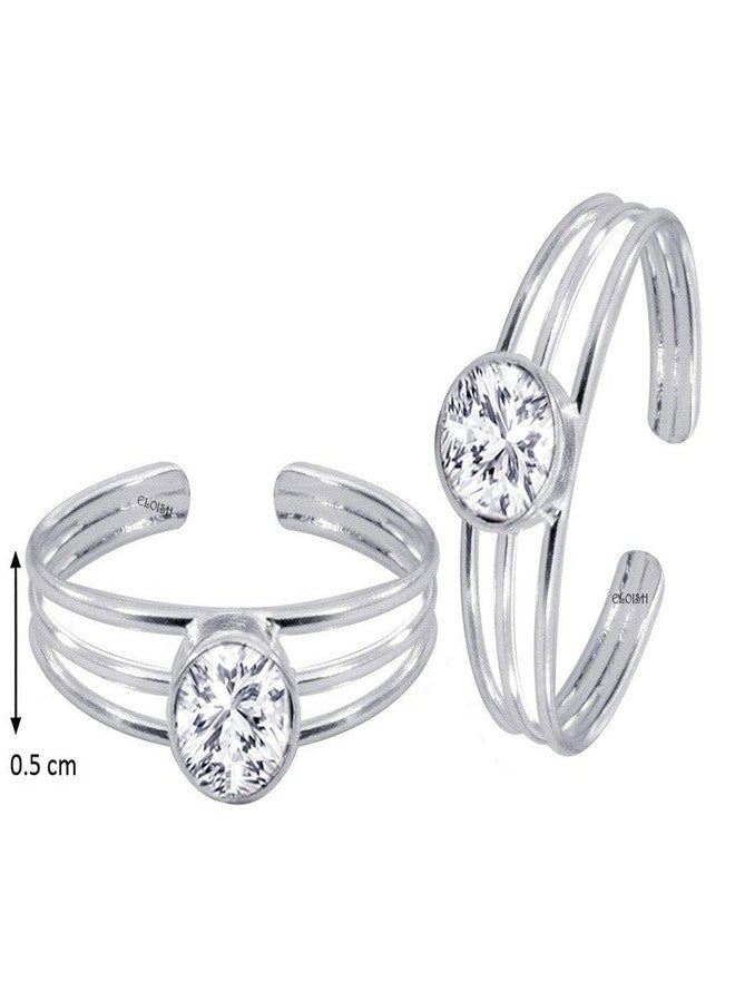 ELOISH Sterling Silver CZ Studded Pair of Toe Rings - Image 3