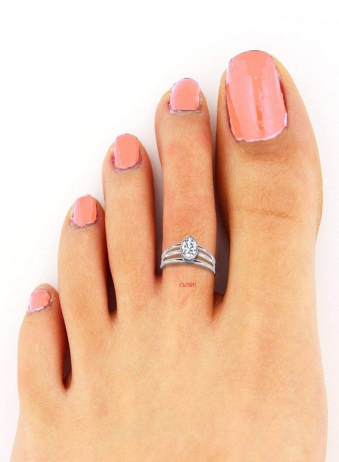 ELOISH Sterling Silver CZ Studded Pair of Toe Rings - Image 2