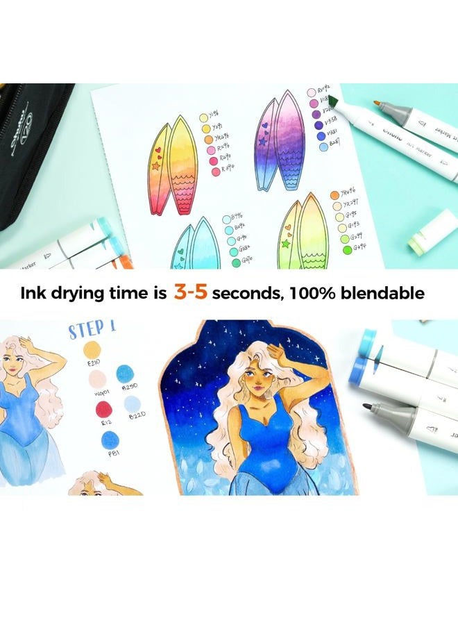 Ohuhu دفتر رسم مزدوج الجوانب مع أوراق مقاومة للتسرب - 90LB/150GSM ورق رسم ناعم - 60 ورقة/120 صفحة متصل بحلقة (7.6 × 10 بوصة) - Image 4