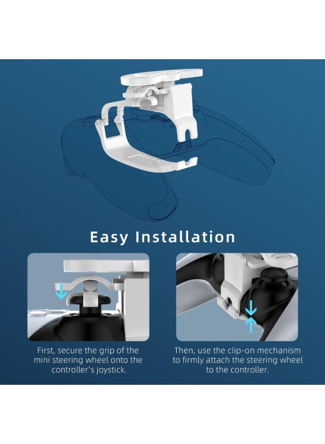 بلو فاير عجلة قيادة صغيرة لألعاب السباقات لوحدة تحكم PS5، ملحق مقود سباقات مطبوع بتقنية ثلاثية الأبعاد لمحاكي القيادة P5، تصميم خفيف من مادة ABS مع مشبك تثبيت سهل، محامل معدنية عالية الجودة، لا تحجب منفذ الشحن أو سماعة الرأس، أداة مساعدة للتحكم الدقيق في ألعاب السباق - Image 4