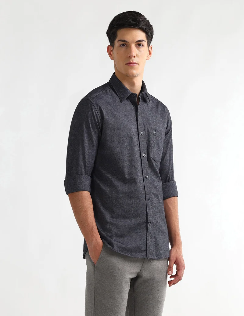 Arrow Dark Grey Oxford Slim Fit Shirt for Men | Best Price UAE