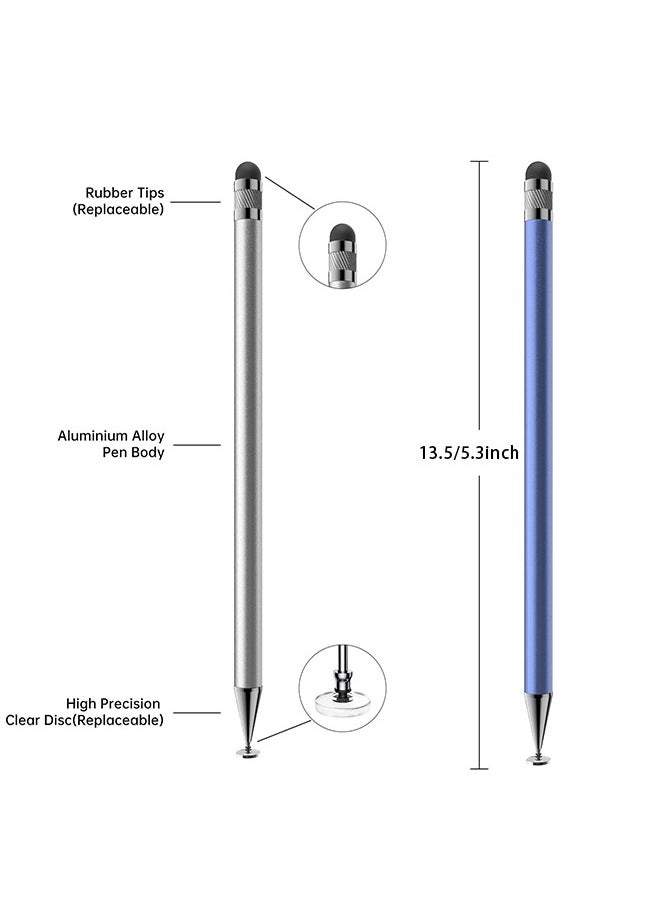TTESL - Stylus (5 Pcs), 2-in-1 Stylus Pen for Touch Screen, High Precision and Sensitivity, Suitable for iPhone/ipad/Android Tablets, Compatible with All Touch Screens (Black/White/Blue/Rose Gold/Silver) - Image 1