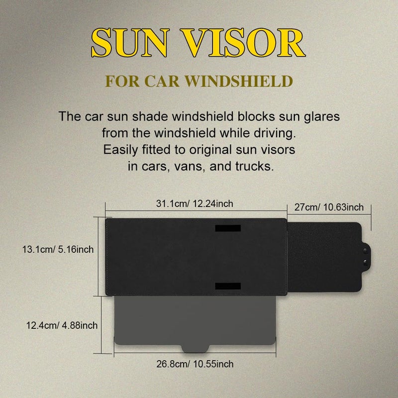 CHRYMUM Polarized Car Sun Visor Extension with PC Lens and Side Sunshade, Anti-Glare Windshield Visor - Universal for Most Cars (Black) - Image 2