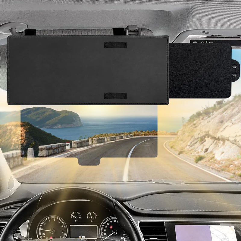 CHRYMUM Polarized Car Sun Visor Extension with PC Lens and Side Sunshade, Anti-Glare Windshield Visor - Universal for Most Cars (Black) - Image 1