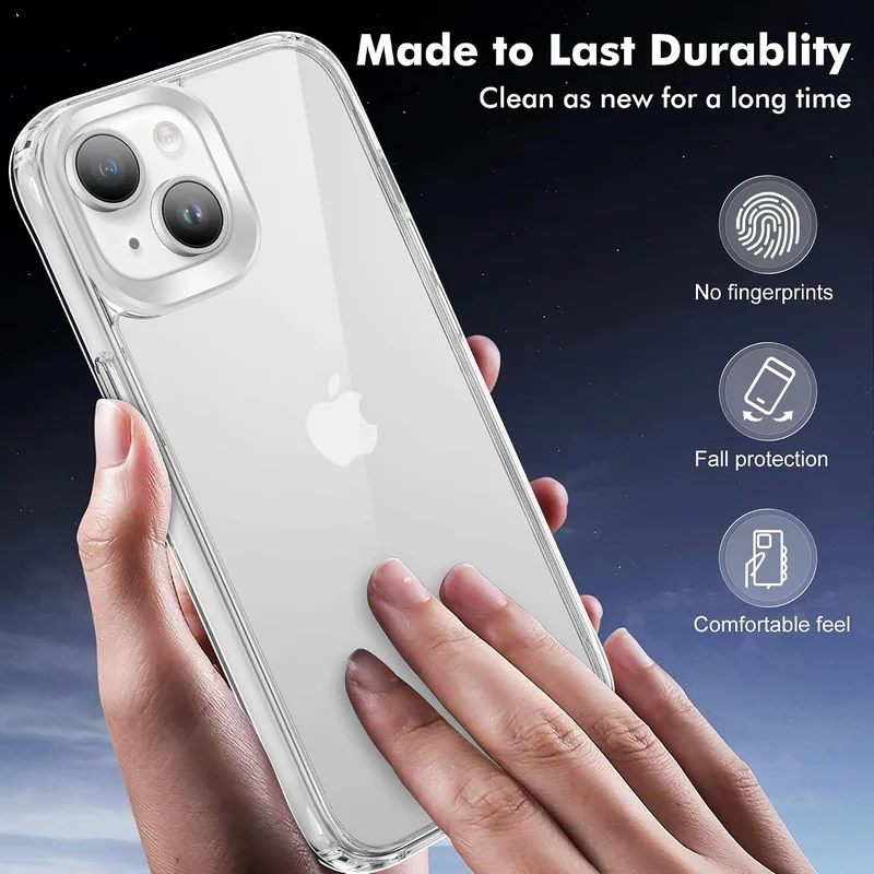 بلو بيك BluePeak iPhone 14 Case 6.1-Inch, Shockproof Bumper Phone Cover, Anti-Yellowing Clear Back Compatible with iPhone 14 (Clear)
