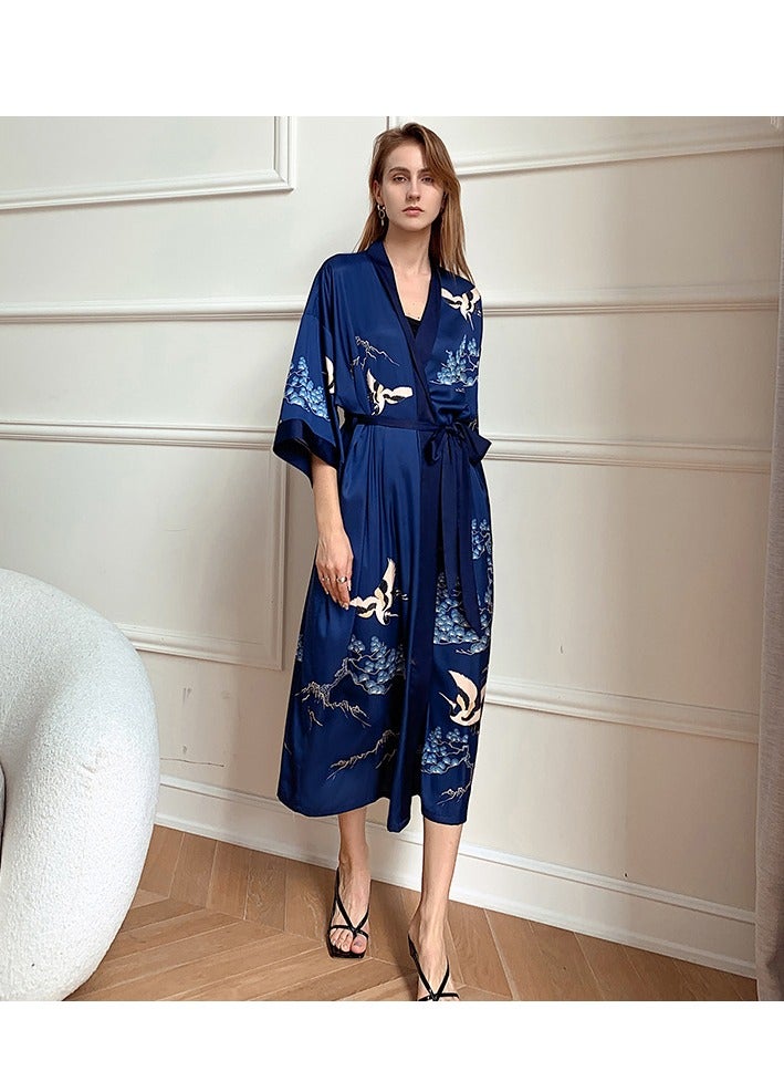 Tie Up Long Sleeved Sleeping Bathrobe Can Be Used As A Wedding Morning Gown Or Home Outfit  - Image 2