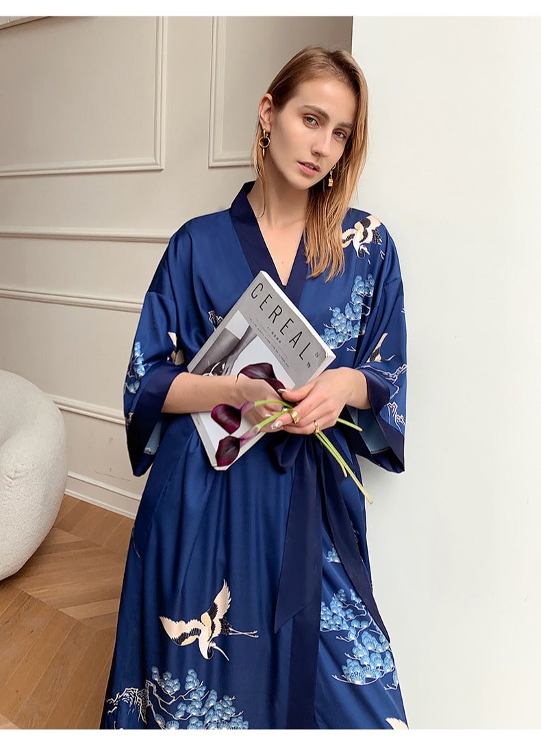 Tie Up Long Sleeved Sleeping Bathrobe Can Be Used As A Wedding Morning Gown Or Home Outfit  - Image 4