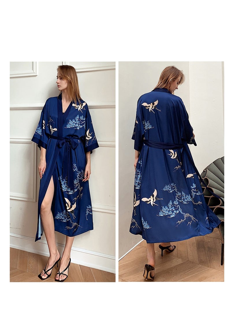 Tie Up Long Sleeved Sleeping Bathrobe Can Be Used As A Wedding Morning Gown Or Home Outfit  - Image 5