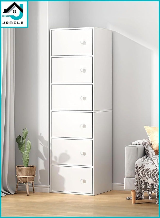 JOMILA Bookcase living room wall cabinet with door bedroom storage cabinet modern minimalist office simple floor-to-ceiling bookshelf (White, 40x30x153cm) - Image 1