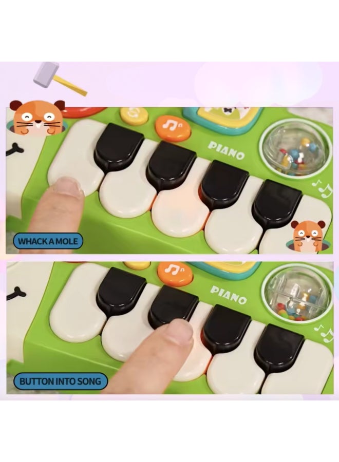 COGNIKIDS لعبة بيانو موسيقي على شكل قنفذ للأطفال - لعبة طبلة ولوحة مفاتيح مضيئة 2 في 1 مع مؤثرات صوتية، أضواء واهتزازات | لعبة نشاط للأطفال من 6-18 شهر للأولاد والبنات باللون الأخضر - Image 5