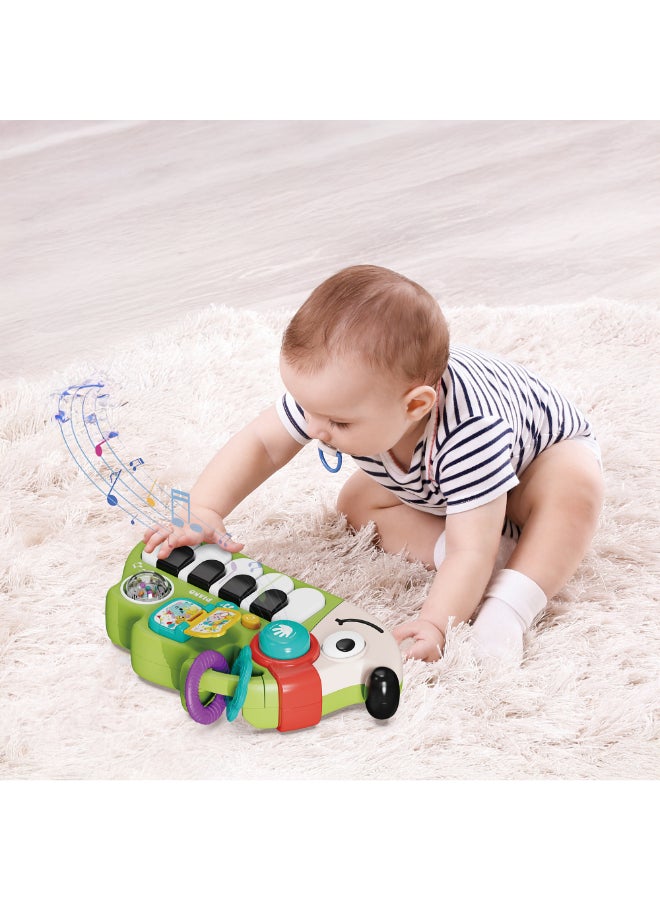 COGNIKIDS لعبة بيانو موسيقي على شكل قنفذ للأطفال - لعبة طبلة ولوحة مفاتيح مضيئة 2 في 1 مع مؤثرات صوتية، أضواء واهتزازات | لعبة نشاط للأطفال من 6-18 شهر للأولاد والبنات باللون الأخضر - Image 3