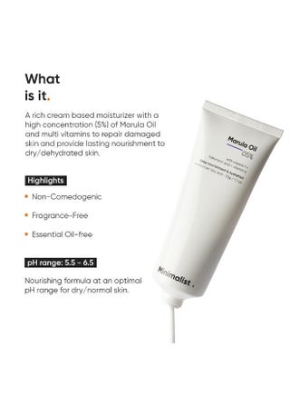 Moisturizing Face Cream for Dry Skin to Normal Skin| Hyaluronic Acid and Marula Oil 5% for All Day Moisturization & Hydration, Barrier Repair Face Cream| Non Comedogenic and Acne Safe - view 2