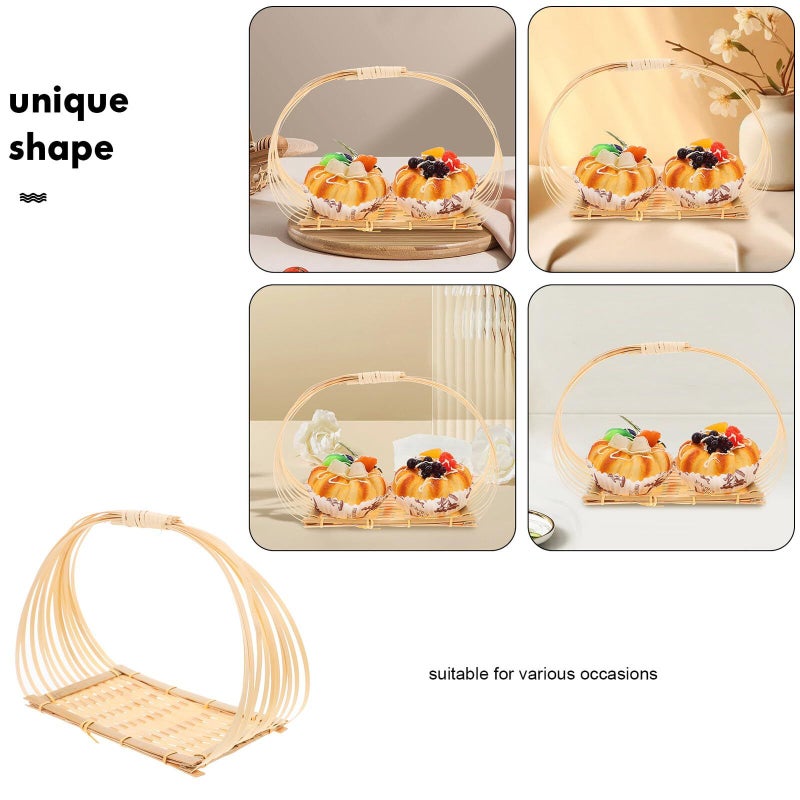 Handwoven Picnic Basket 9x16cm Natural Rattan Kitchen Fruit Snack Storage - Image 4