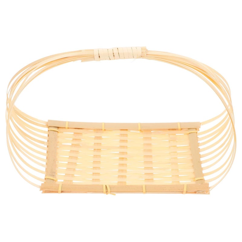 Handwoven Picnic Basket 9x16cm Natural Rattan Kitchen Fruit Snack Storage - Image 2