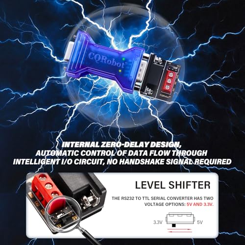 CQRobot 5V/3.3V Passive RS-232 to TTL Serial Port Conversion Adapter with Status Indicator, Asynchronous Full-Duplex Fully Transparent Zero Delay, No RTS/DTR Handshake, 15kV ESD Protection. - Image 4