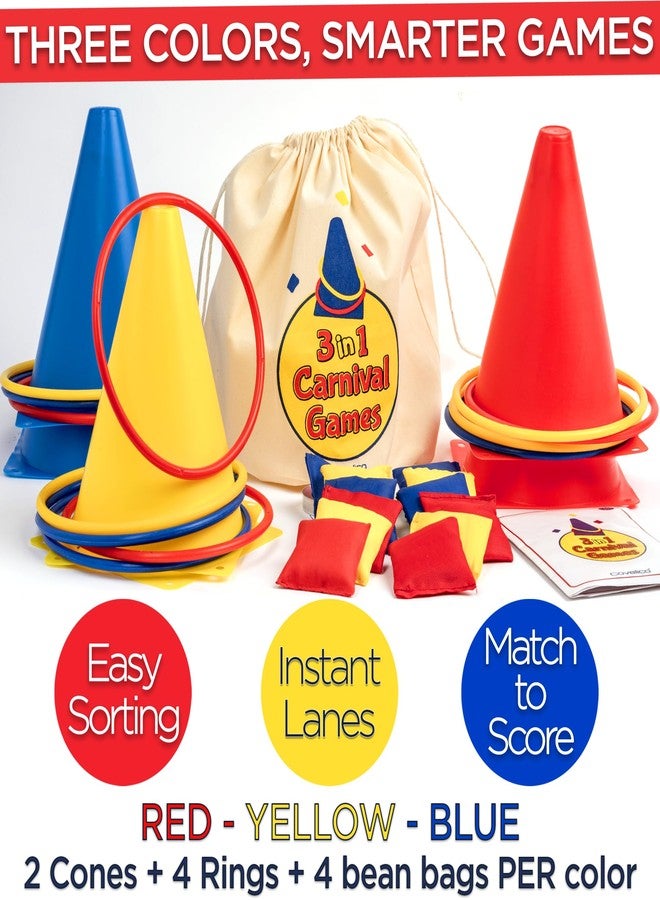 Covelico Ring Toss Game, Obstacle Course for Kids 3-5 & Birthday Party Games, Carnival Bean Bags for Tossing Gross Motor Toys for Toddlers 3-5, 12 Rings & 12 Bean Bags, 6 Cones for Kids, PE Equipment - Image 4