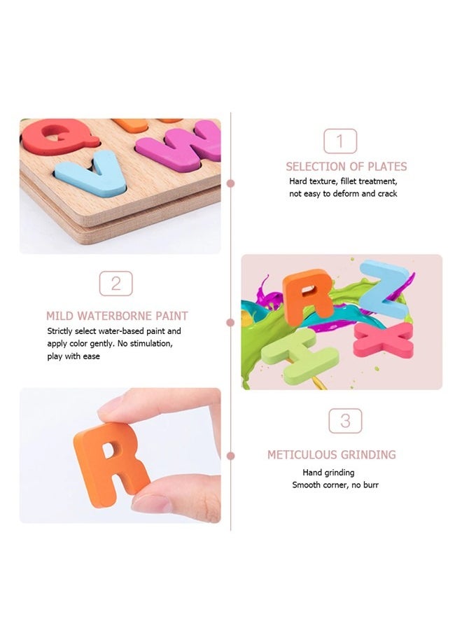 We Happy - 53 Pieces Wooden Learning Puzzle Toy for Toddlers A to Z Alphabet, 1 to 20 Counting Numbers Early Educational Boards - (Set of 2) - Image 1