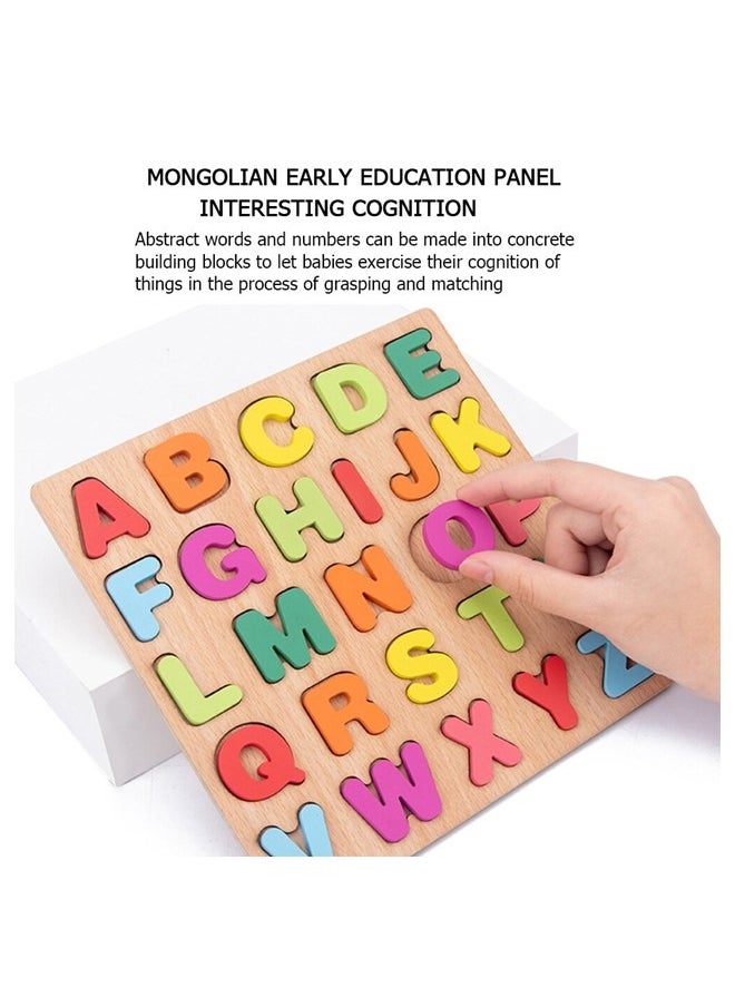 We Happy - 53 Pieces Wooden Learning Puzzle Toy for Toddlers A to Z Alphabet, 1 to 20 Counting Numbers Early Educational Boards - (Set of 2) - Image 1