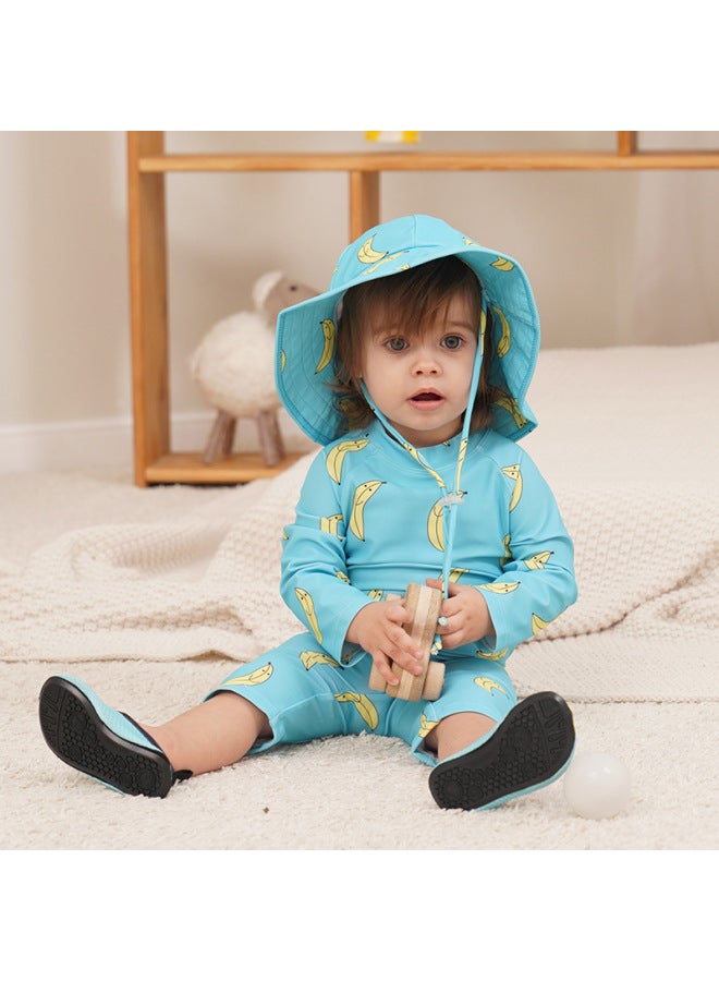 Loquat Children's Swimsuit 2024 Boys' And Girls' Baby One-piece Cute Sun Protection Kids' Baby Toddler Swimsuit-Color:341 Blue Sheep Matching Sun Hat- - Image 4