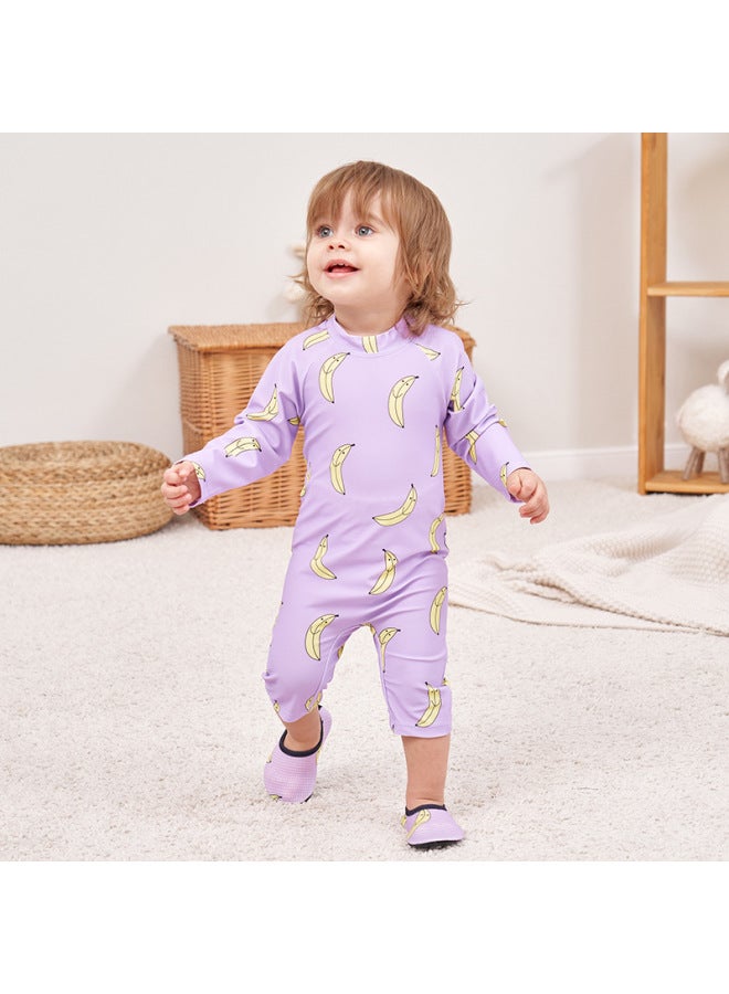 Loquat Children's Swimsuit 2024 Boys' And Girls' Baby One-piece Cute Sun Protection Kids' Baby Toddler Swimsuit-Color:341 Blue Sheep Matching Sun Hat- - Image 5