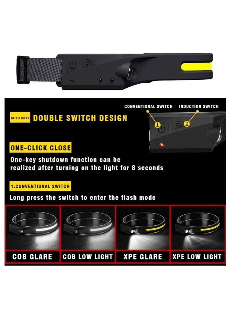 TIGER LED Headlamp Rechargeable Flashlight with 5 Modes & Motion Sensor | 350 Lumen Waterproof LED, 230° Wide Beam | Perfect for Running, Camping, Repairing & Outdoor Activities  - Image 3