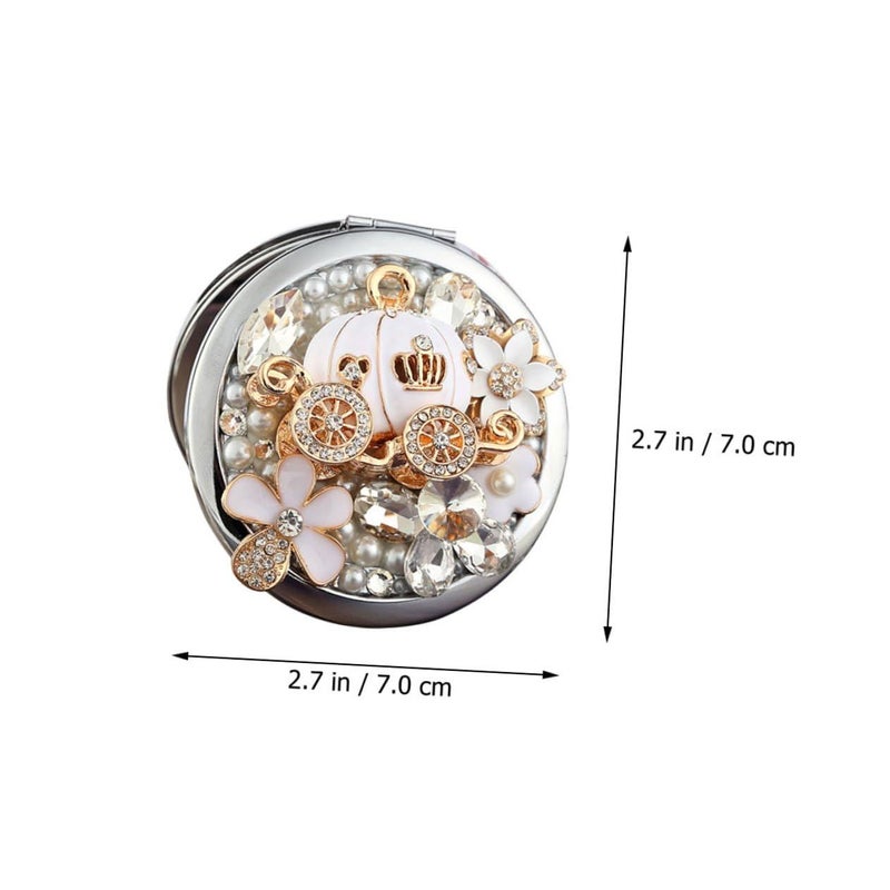 Galpada Compact Folding Round Metal Makeup Mirror Dual Sided Handheld Portable Magnification - Image 3