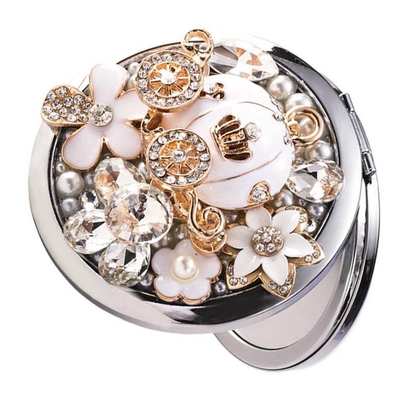 Galpada Compact Folding Round Metal Makeup Mirror Dual Sided Handheld Portable Magnification - Image 2