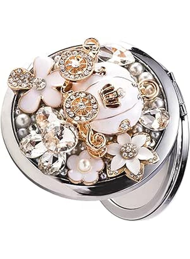 Galpada Compact Folding Round Metal Makeup Mirror Dual Sided Handheld Portable Magnification - Image 1