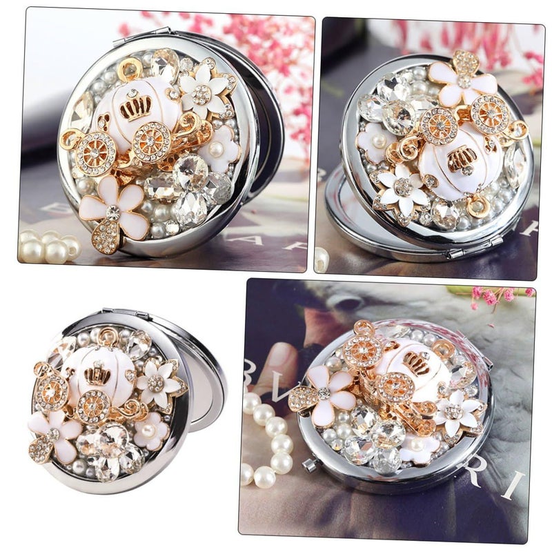 Galpada Compact Folding Round Metal Makeup Mirror Dual Sided Handheld Portable Magnification - Image 4