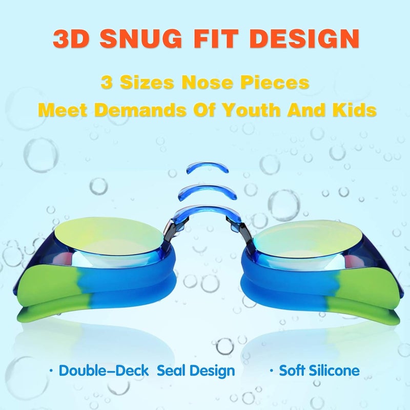 Keary Kids Swim Goggles for Toddler Kids Youth(3-12),Anti-Fog Waterproof Anti-UV Clear Vision Water Pool Goggles - Image 4