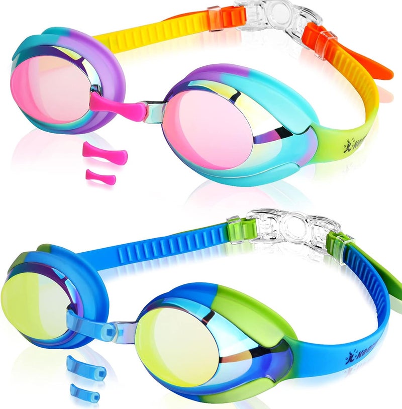 Keary Kids Swim Goggles for Toddler Kids Youth(3-12),Anti-Fog Waterproof Anti-UV Clear Vision Water Pool Goggles - Image 1