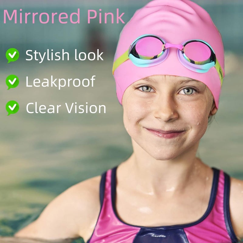 Keary Kids Swim Goggles for Toddler Kids Youth(3-12),Anti-Fog Waterproof Anti-UV Clear Vision Water Pool Goggles - Image 3