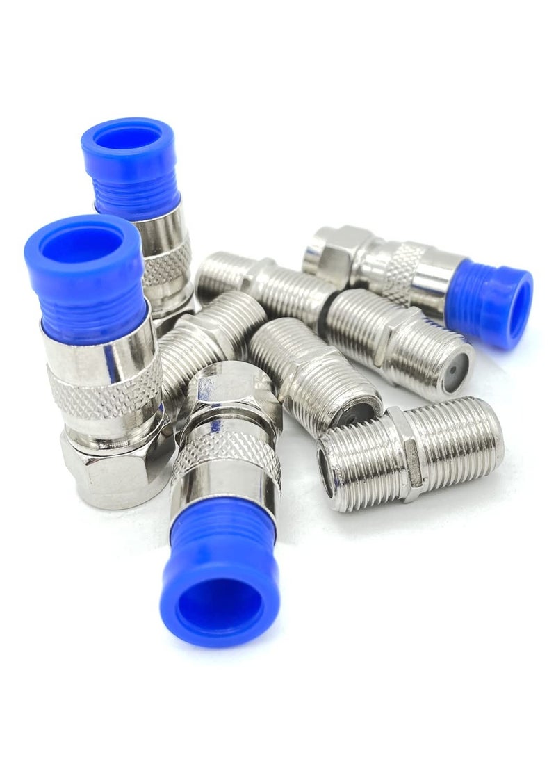 SANMUGEED - 6 Pack RG6 F Type Compression Connector + 9 Pcs Coaxial Cable Extender Connector, F-Type Coaxial Cable Coax Converter Wire Connector Adapter Female to Female for TV Cables - Image 1