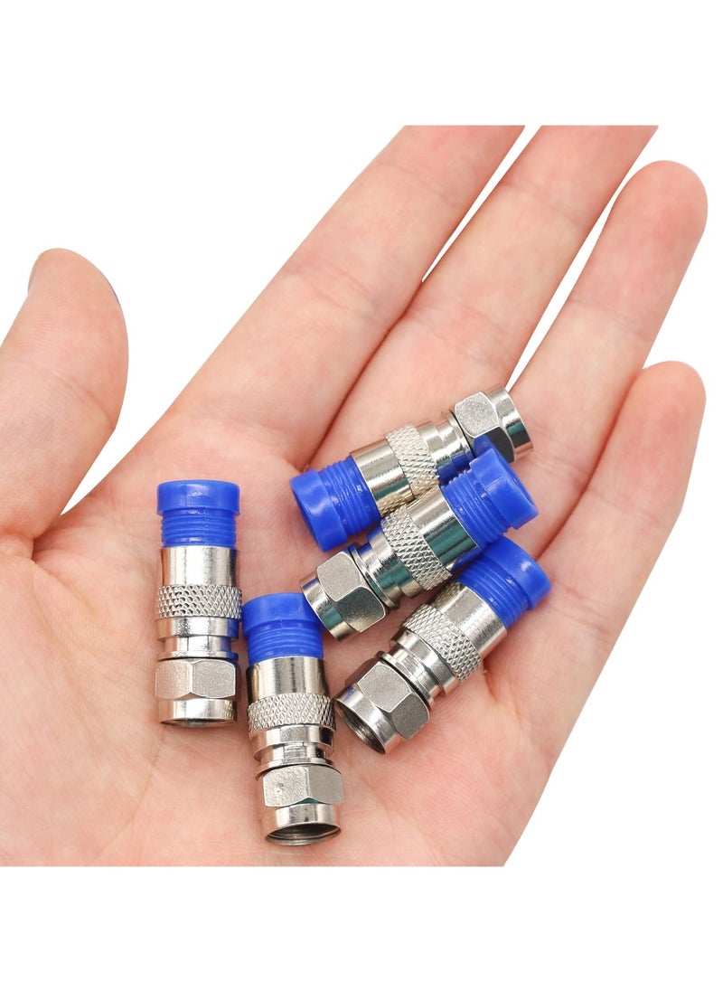 SANMUGEED - 6 Pack RG6 F Type Compression Connector + 9 Pcs Coaxial Cable Extender Connector, F-Type Coaxial Cable Coax Converter Wire Connector Adapter Female to Female for TV Cables - Image 1