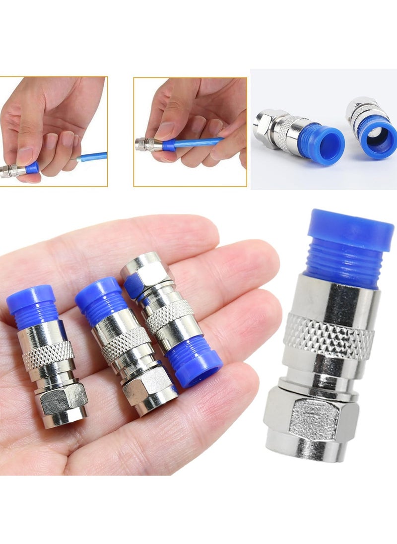 SANMUGEED - 6 Pack RG6 F Type Compression Connector + 9 Pcs Coaxial Cable Extender Connector, F-Type Coaxial Cable Coax Converter Wire Connector Adapter Female to Female for TV Cables - Image 1