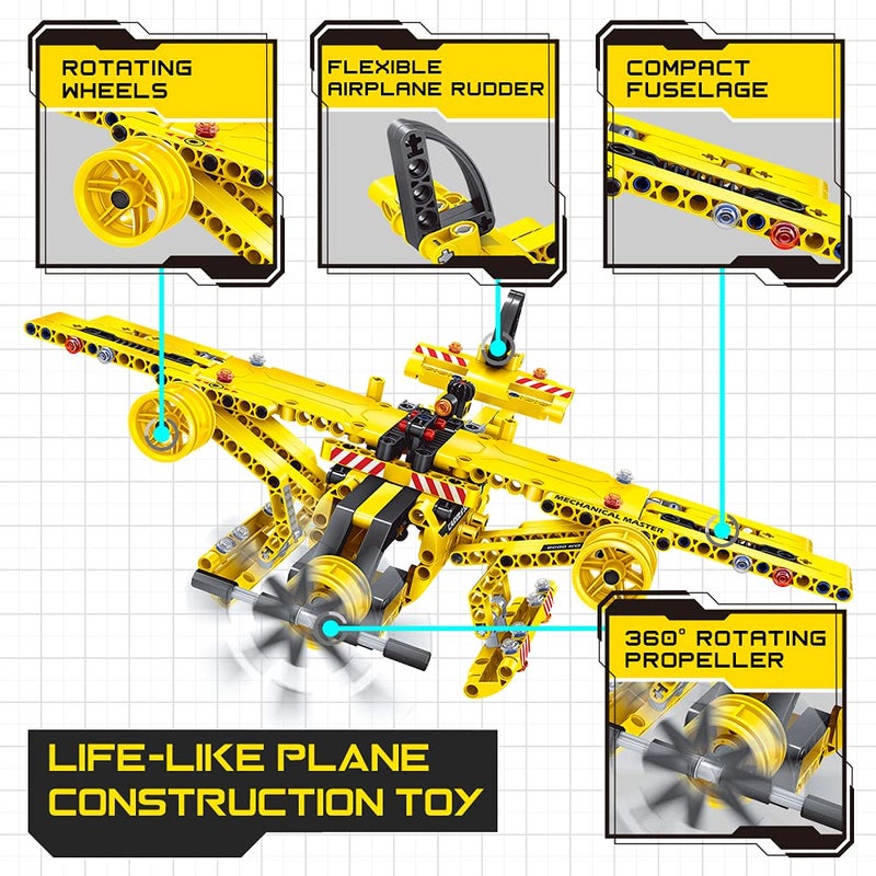 BAODLON STEM / Building Toy for Ages 5, 6, 7, 8, 9, 10, 11, 12 Years Old Kid, Boy, Girl - 2-in-1 Truck Airplane Take Apart Toy, 361 Pcs DIY Building Kit, Learning Engineering Construction Toy, Ideal Gift - Image 5