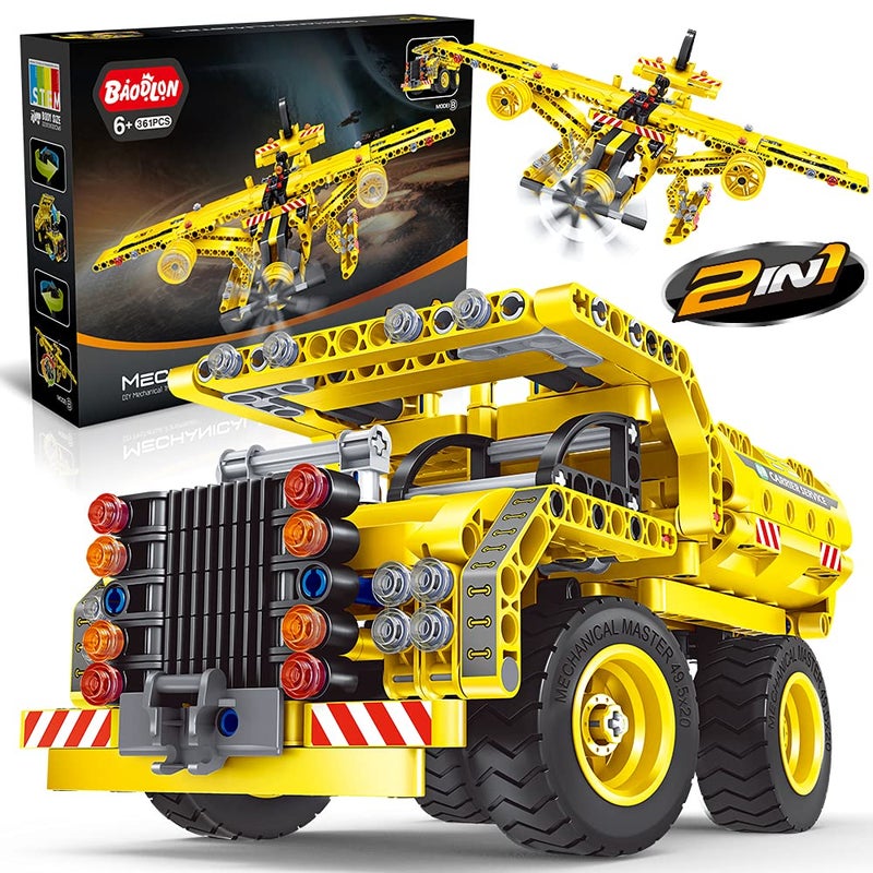 BAODLON STEM / Building Toy for Ages 5, 6, 7, 8, 9, 10, 11, 12 Years Old Kid, Boy, Girl - 2-in-1 Truck Airplane Take Apart Toy, 361 Pcs DIY Building Kit, Learning Engineering Construction Toy, Ideal Gift - Image 1