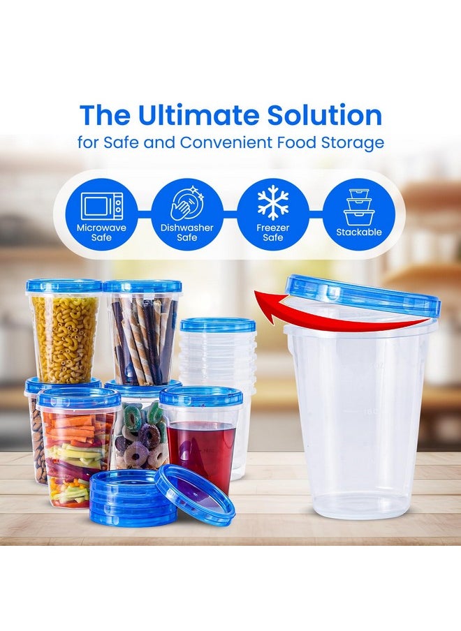 RFAQK RFAQK 24 PCS Freezer Storage Containers with Lids-12 Plastic 32 oz Deli Containers with 12 Screw Lids-Freezer Containers for Soup with Twist Top Lids-Reusable Plastic Box for Lunch, Gym, Travel  - Image 4