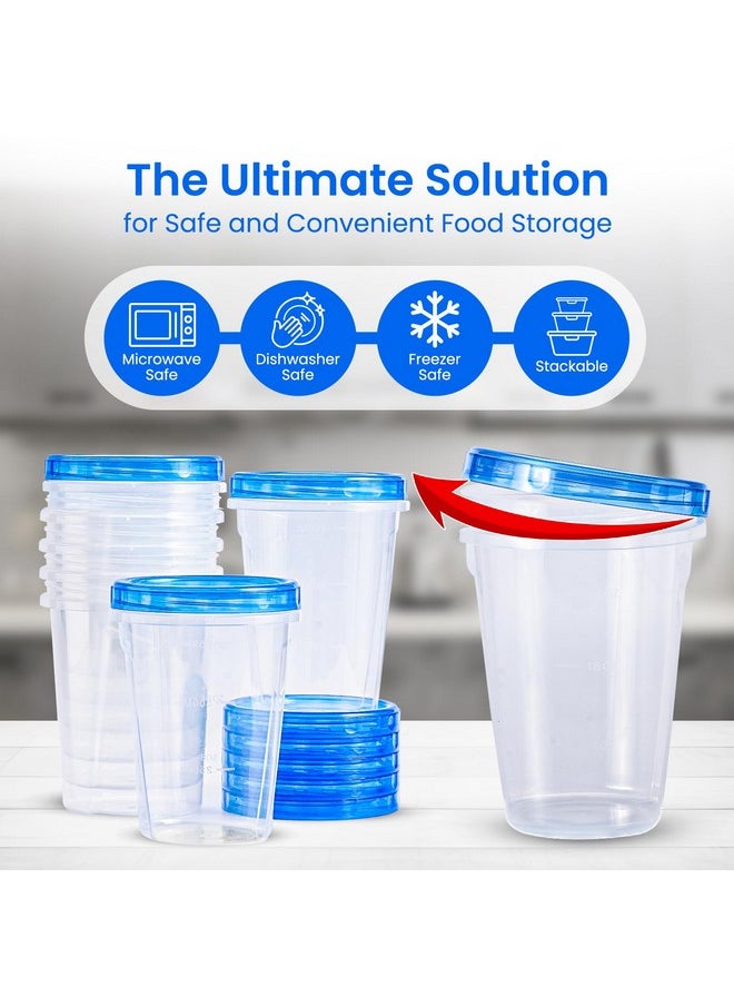 RFAQK RFAQK 24 PCS Freezer Storage Containers with Lids-12 Plastic 32 oz Deli Containers with 12 Screw Lids-Freezer Containers for Soup with Twist Top Lids-Reusable Plastic Box for Lunch, Gym, Travel  - Image 5