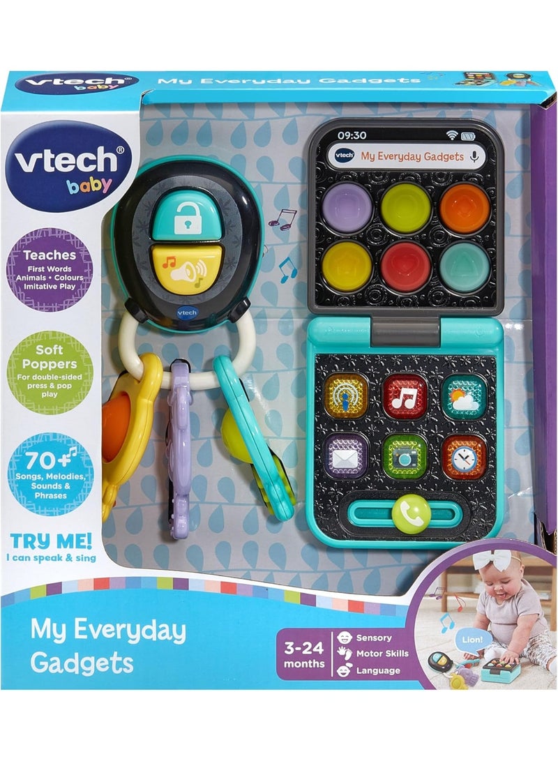 VTech Baby ألعاب VTech للأطفال - أدواتي اليومية، مفاتيح وهاتف للعب التخيلي مع أزرار مضيئة، مفاتيح قابلة للضغط ذات ملمس، موسيقى وألحان، مهارات حركية دقيقة، هدية للأعمار 3، 6، 9، 12 شهرًا +، النسخة الإنجليزية - Image 5