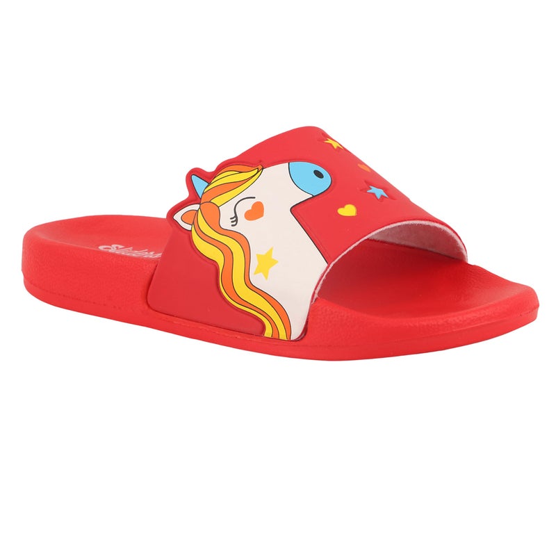 WELCOME Unisex-Child Kids Flip-Flop Soft Comfortable Indoor & Outdoor Slippers Stylish Non-Slip Slide Home Casual Chappals For Boys & Girls, K-FANDOM-RED_11 - Image 4